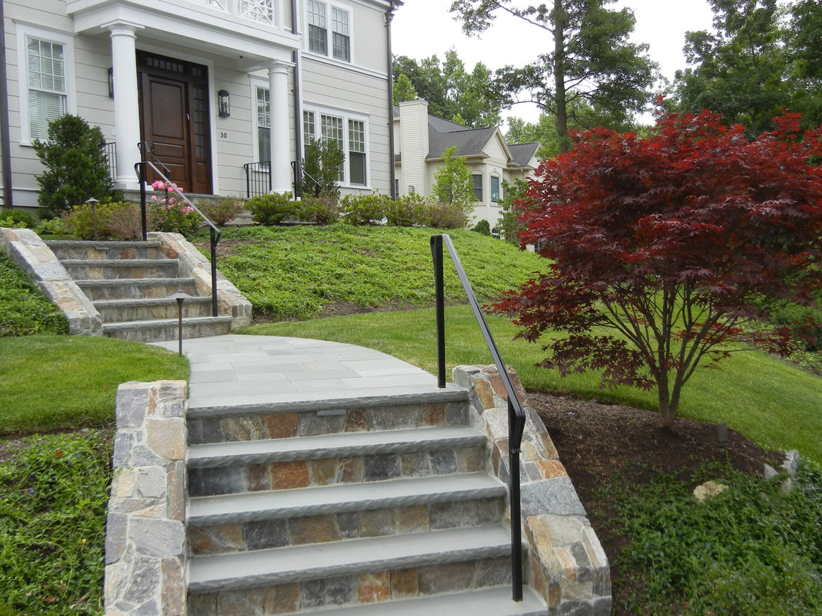Newton Residence - Stone steps and patio approach