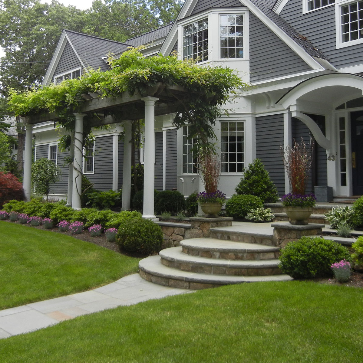 Wellesley Farms Residence - Front entry and landscape planting